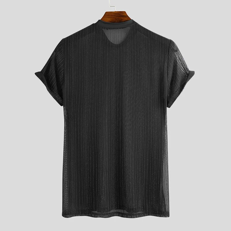 LuminousLuxe Breathable Mesh Party Shirt - Bruno Bold Shop