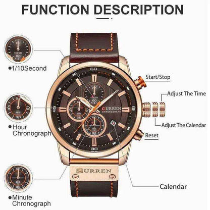 ClockVanguard: Men's Leather Military Chrono Watch - Bruno Bold Shop