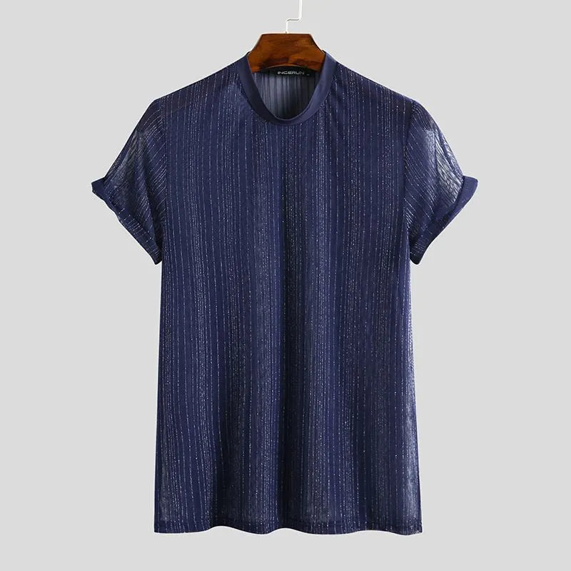 LuminousLuxe Breathable Mesh Party Shirt - Bruno Bold Shop