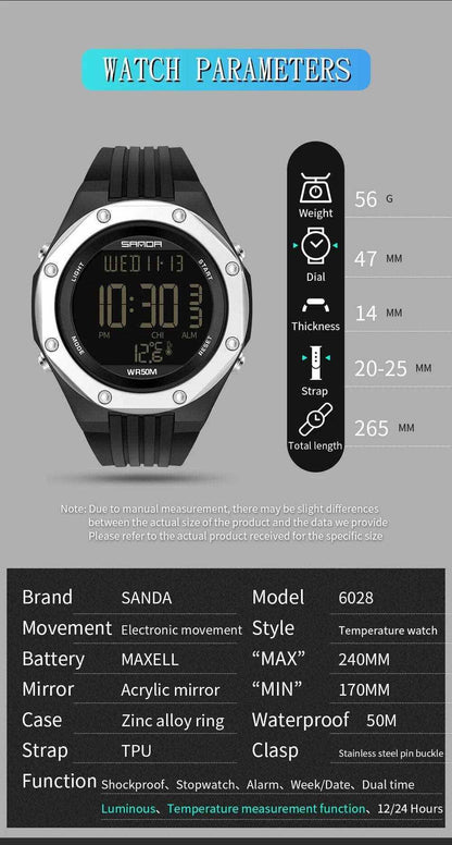 TechTemp 6028 Fashion Sports Watch with Body Temperature Monitoring - Bruno Bold Shop