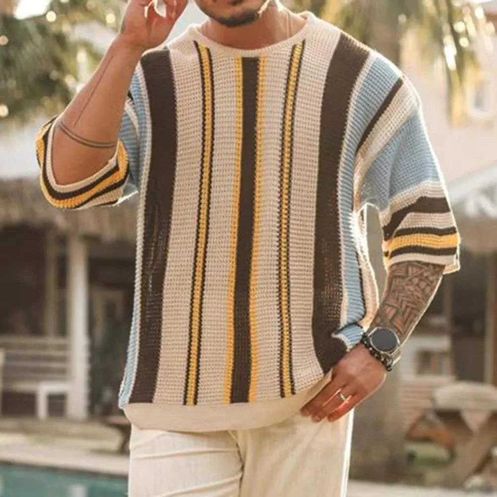 LoveStripes Knitted Sweater Loose Fit Half Sleeve - Bruno Bold Shop