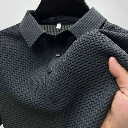 Embossed Elegance Breathable Polo Shirt - Bruno Bold Shop