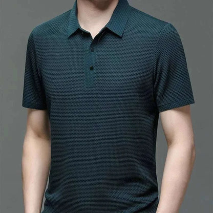 Embossed Elegance Breathable Polo Shirt - Bruno Bold Shop