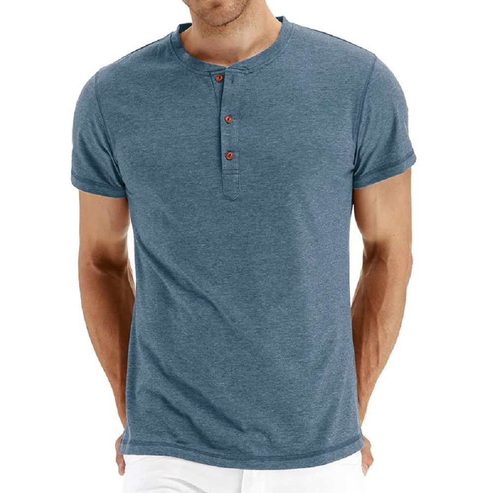 Henry Neck Slim Fit Cotton Tee