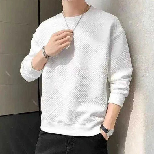 Classic Texture Comfort: Men's O-Neck Pullover Sweatshirt - Bruno Bold Shop