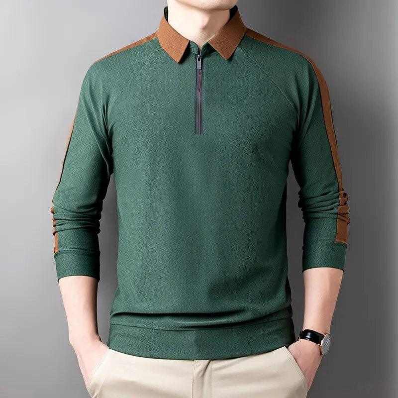 Casual Elegance: Men's Long Sleeve Polo - Bruno Bold Shop